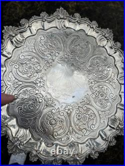 Scottish Antique Silver Salver, Ship In Distress, John Heron, Glasgow 1826