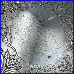 Scottish Antique Silver Salver, Ship In Distress, John Heron, Glasgow 1826