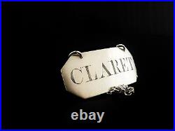 Scottish Antique Sterling Silver CLARET Decanter Label, Dick & Robertson c. 1796