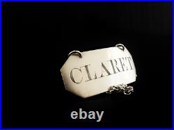 Scottish Antique Sterling Silver CLARET Decanter Label, Dick & Robertson c. 1796