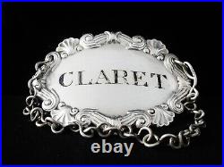 Scottish Antique Sterling Silver CLARET Decanter Label, George McHattie c. 1820