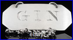 Scottish Antique Sterling Silver GIN Decanter Label, Dick & Robertson c. 1796