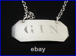 Scottish Antique Sterling Silver GIN Decanter Label, Dick & Robertson c. 1796