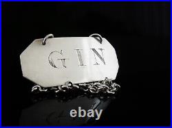 Scottish Antique Sterling Silver GIN Decanter Label, Dick & Robertson c. 1796