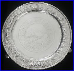 Scottish Antique Sterling Silver Wild Animal Salver, Glasgow 1876, James Reid