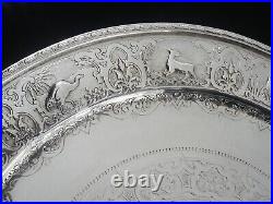 Scottish Antique Sterling Silver Wild Animal Salver, Glasgow 1876, James Reid