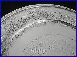 Scottish Antique Sterling Silver Wild Animal Salver, Glasgow 1876, James Reid