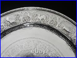 Scottish Antique Sterling Silver Wild Animal Salver, Glasgow 1876, James Reid