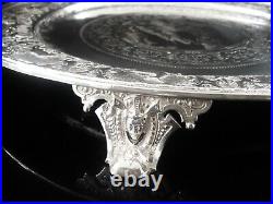 Scottish Antique Sterling Silver Wild Animal Salver, Glasgow 1876, James Reid