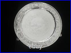 Scottish Antique Sterling Silver Wild Animal Salver, Glasgow 1876, James Reid