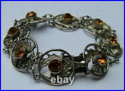 Scottish Antique/Vintage Citrine Thistle Sterling Silver 925 Bracelet W. B. &s