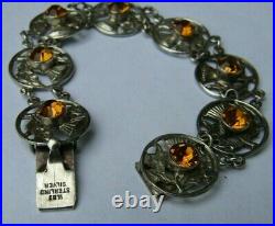 Scottish Antique/Vintage Citrine Thistle Sterling Silver 925 Bracelet W. B. &s