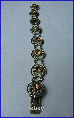 Scottish Antique/Vintage Citrine Thistle Sterling Silver 925 Bracelet W. B. &s