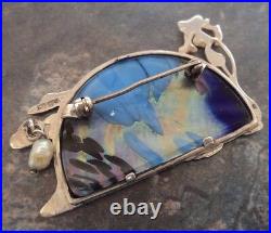 Scottish Art Nouveau Silver Brooch c. 1980s Pat Cheney John Ditchfield Glass