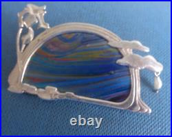 Scottish Art Nouveau Silver Brooch c. 1980s Pat Cheney John Ditchfield Glass