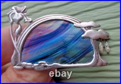 Scottish Art Nouveau Silver Brooch c. 1980s Pat Cheney John Ditchfield Glass