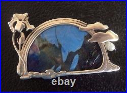 Scottish Art Nouveau Silver Brooch c. 1980s Pat Cheney John Ditchfield Glass