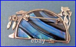 Scottish Art Nouveau Silver Brooch c. 1980s Pat Cheney John Ditchfield Glass