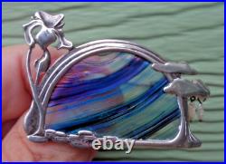 Scottish Art Nouveau Silver Brooch c. 1980s Pat Cheney John Ditchfield Glass