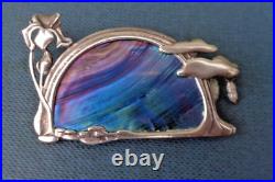 Scottish Art Nouveau Silver Brooch c. 1980s Pat Cheney John Ditchfield Glass