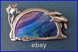 Scottish Art Nouveau Silver Brooch c. 1980s Pat Cheney John Ditchfield Glass