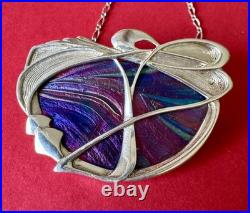 Scottish Art Nouveau Stg. Silver Brooch c. 1980s Pat Cheney John Ditchfield Glass Scottish Art Nouveau Stg. Silver Brooch c. 1980s Pat Cheney John Ditchfield Glass