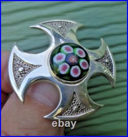 Scottish Brooch Caithness Glass Sterling Silver hm for 1971 1979 1972 Edinburgh