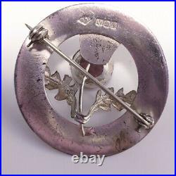 Scottish Celtic Amethyst Thistle Flower Sterling Silver vintage Brooch Pin