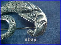 Scottish Celtic Cai Iona Sterling Silver Sea Monster Pin Brooch Scotland Vintage