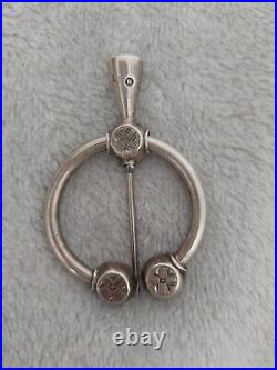 Scottish Celtic Sterling Silver Penannular Brooch Antique Victorian