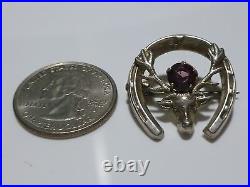 Scottish Designer W. Bs Sterling Silver Deco Amethyst Deer Animal Brooch Pin