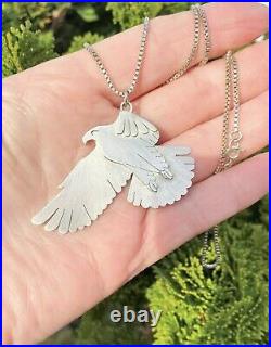 Scottish Eagle STERLING SILVER Necklace 18 Handmade LARGE Unusual GQTY 1992 18g