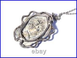 Scottish Edinburgh 1975 Silver Mounted Natural Stone Pendant Necklace 20 Chain