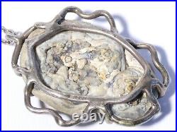 Scottish Edinburgh 1975 Silver Mounted Natural Stone Pendant Necklace 20 Chain