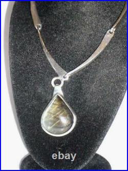 Scottish Edinburgh Solid Sterling Silver Labradorite Ladies 16 Necklace Choker