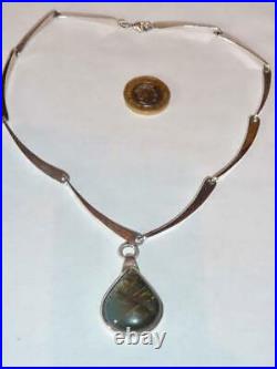 Scottish Edinburgh Solid Sterling Silver Labradorite Ladies 16 Necklace Choker