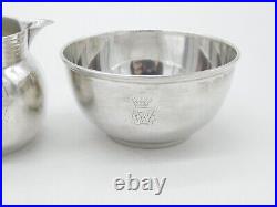 Scottish Edwardian Sterling Silver Crested Sugar Bowl & Cream Jug 1910 Antique