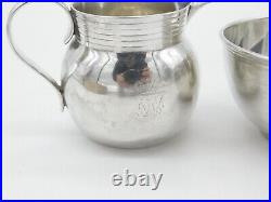 Scottish Edwardian Sterling Silver Crested Sugar Bowl & Cream Jug 1910 Antique