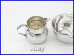 Scottish Edwardian Sterling Silver Crested Sugar Bowl & Cream Jug 1910 Antique