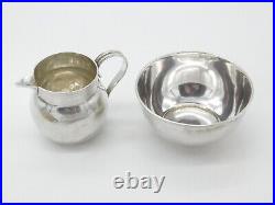 Scottish Edwardian Sterling Silver Crested Sugar Bowl & Cream Jug 1910 Antique