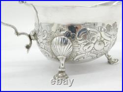 Scottish George II Sterling Silver Floral Sauce Boat Antique c1745 Edinburgh
