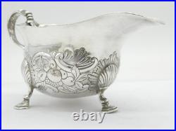 Scottish George II Sterling Silver Floral Sauce Boat Antique c1745 Edinburgh Scottish George II Sterling Silver Floral Sauce Boat Antique c1745 Edinburgh