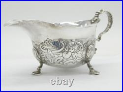 Scottish George II Sterling Silver Floral Sauce Boat Antique c1745 Edinburgh