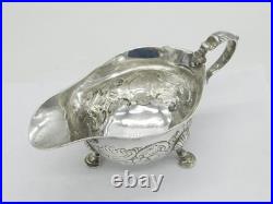 Scottish George II Sterling Silver Floral Sauce Boat Antique c1745 Edinburgh