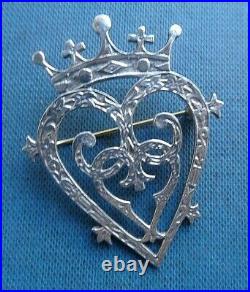 Scottish IONA Stg. Silver Luckenbooth Sweetheart Brooch Celtic Arts h/m 1975