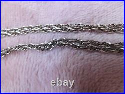 Scottish Isla Rose Agate Chester Sterling Silver 1927 Necklace 24 Rope Chain