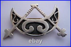 Scottish Ola Gorie Pictish Crescent & V Rod Silver Brooch Pin 1969