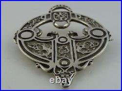 Scottish Ola Gorie Pictish Crescent & V Rod Silver Brooch Pin 1969