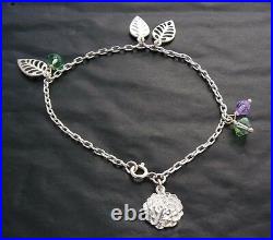 Scottish Ola Gorie Sterling Silver 925 Kimono Bracelet Purple Green