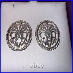 Scottish Ortak Malcolm Grey Sterling Silver 925 Flower Basket Earrings Rare